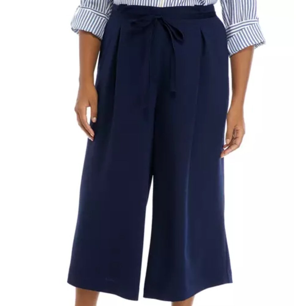 NWT The LimitedPlus Size Pleat Waist Culotte Pants Navy 14W
